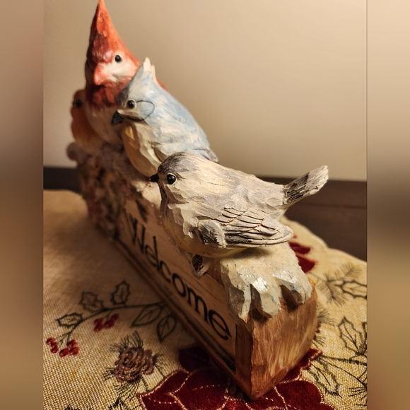 Cardinal Blue Jay And Wren Christmas Poinsettia Welcome Sign - Picture 3 of 6